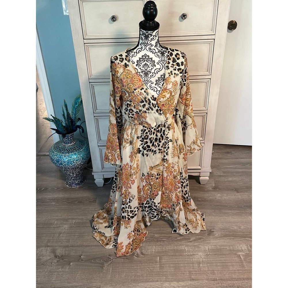 Women’s sexy mixed animal print flowy dress large
